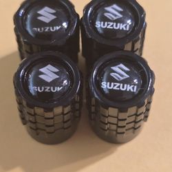 Suzuki Car Tire Valve Stem Caps Black 4pcs