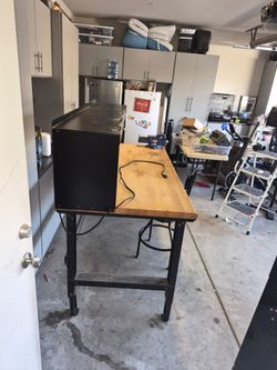 Workbench with stool and vice grip