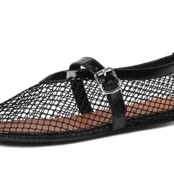 Mesh Ballet Flats Shoes for Women Flats Comfortable Dressy Round Toe Mesh Flats Fishnet Mary Jane Flats for Events Party Leisure
