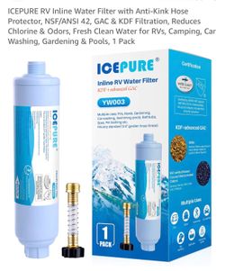 ICEPURE RV Inline Water Filter with Anti-Kink Hose Protector,