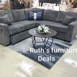 Convertible Sectional Sofa With Pull- Out Bed & storage Brand New