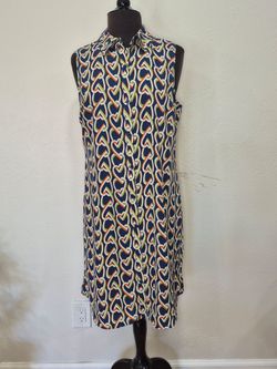 CAbi 5370 Amour Heart Chain Print Sleeveless Button Front Dress M NWT