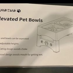 KMNSUN Elevated Pet Bowls Adjustable Heights Slow Eating Design