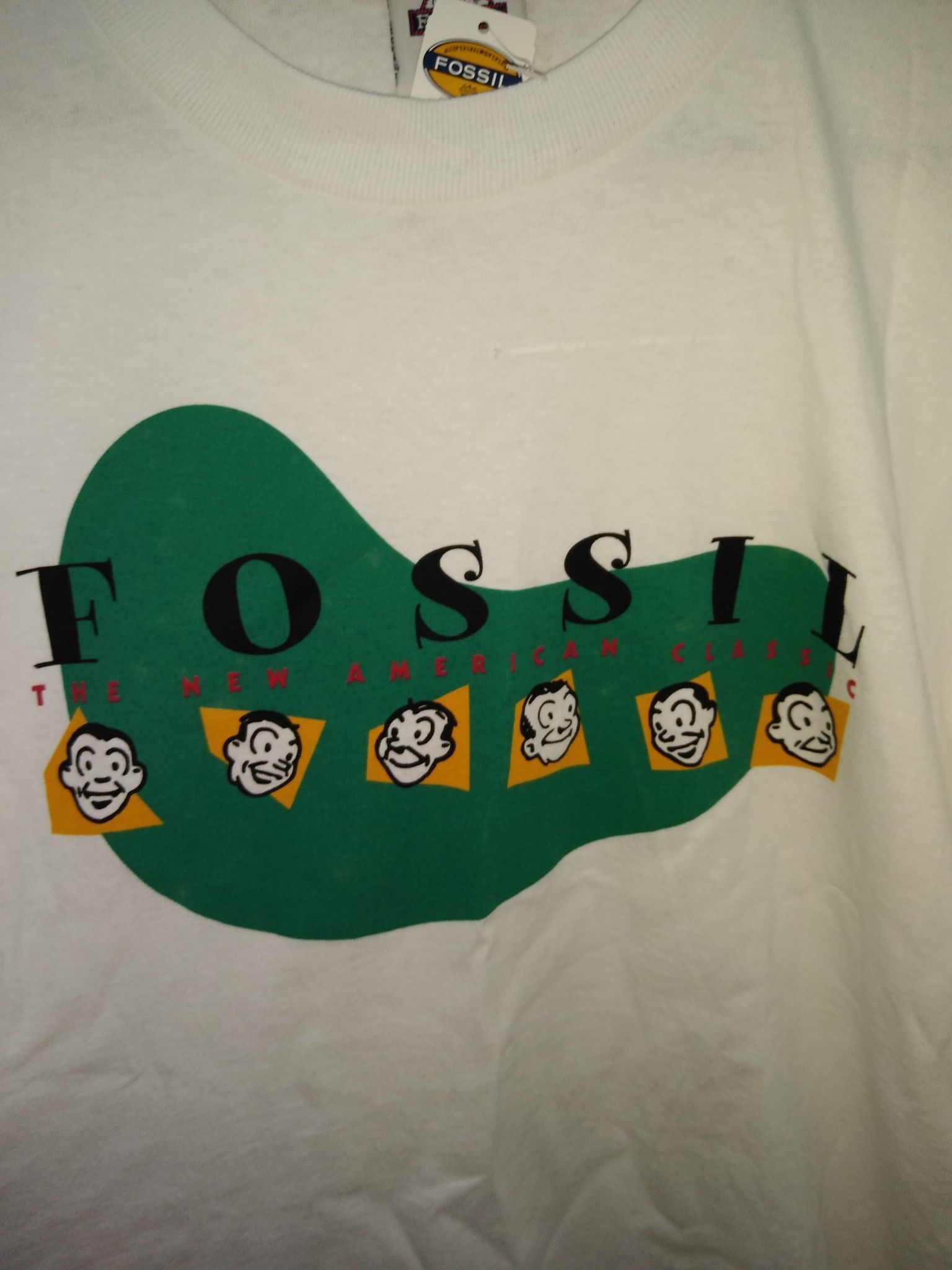 Women's L Vtg fossil graphic white t-shirt