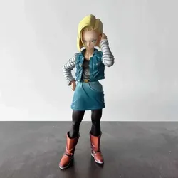 27cm PVC Android 18 figure from Dragon Ball Z, featuring her classic denim vest and skirt outfit
