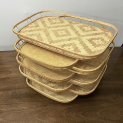 Vintage Bamboo Rattan  Food Trays (8)