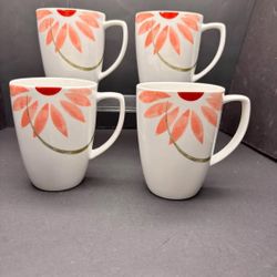 4 CORELLE Coordinates PRETTY PINK 12oz Coffee Mugs Porcelain