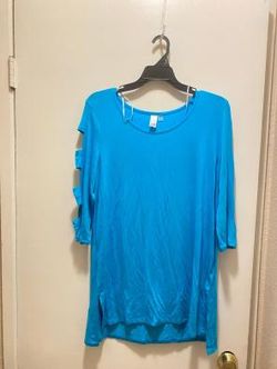 Thomas & Olivia Women's Turquoise Quarter Sleeve Top Size Large NWOT