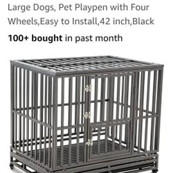 Luckup 42in Pet Kennel On Wheels