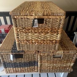 🧺 3 Woven Rope / Wicker Style Storage Bins – Brand New $30 each or $75 for all 3