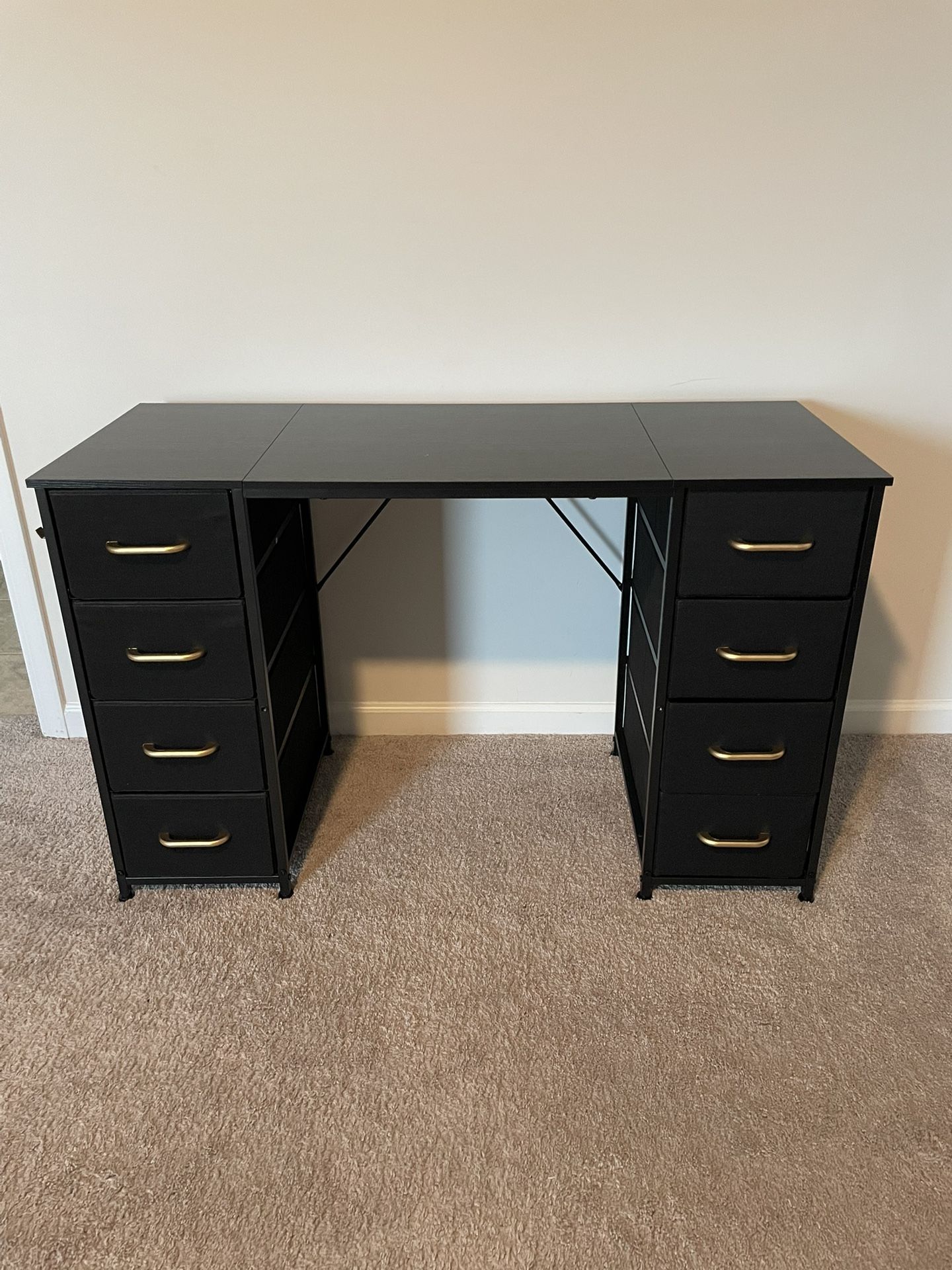 Black 8- Drawer Dresser/Desk Combo 
