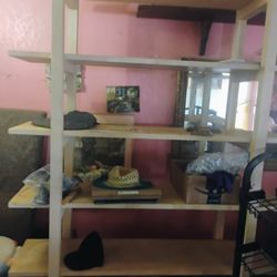 Crate And Barrel Large Wood 6 Shelves Unit 