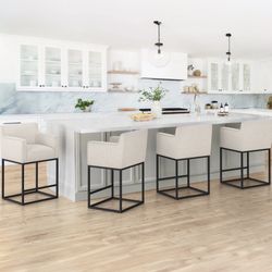 4X Linen Color 26” Fabric Barstools 