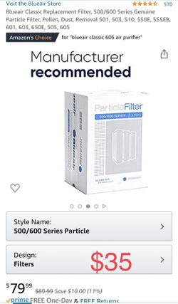 Clean Fairy Replacement Filter, 500/600 Series Genuine Particle Filter, Pollen, Dust, Removal 501, 503, 510, 550E, 555EB, 601, 603, 650E, 505, 605