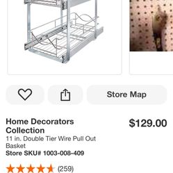 Home Decorators Collection 11 in. Double Tier Wire Pull Out Basket