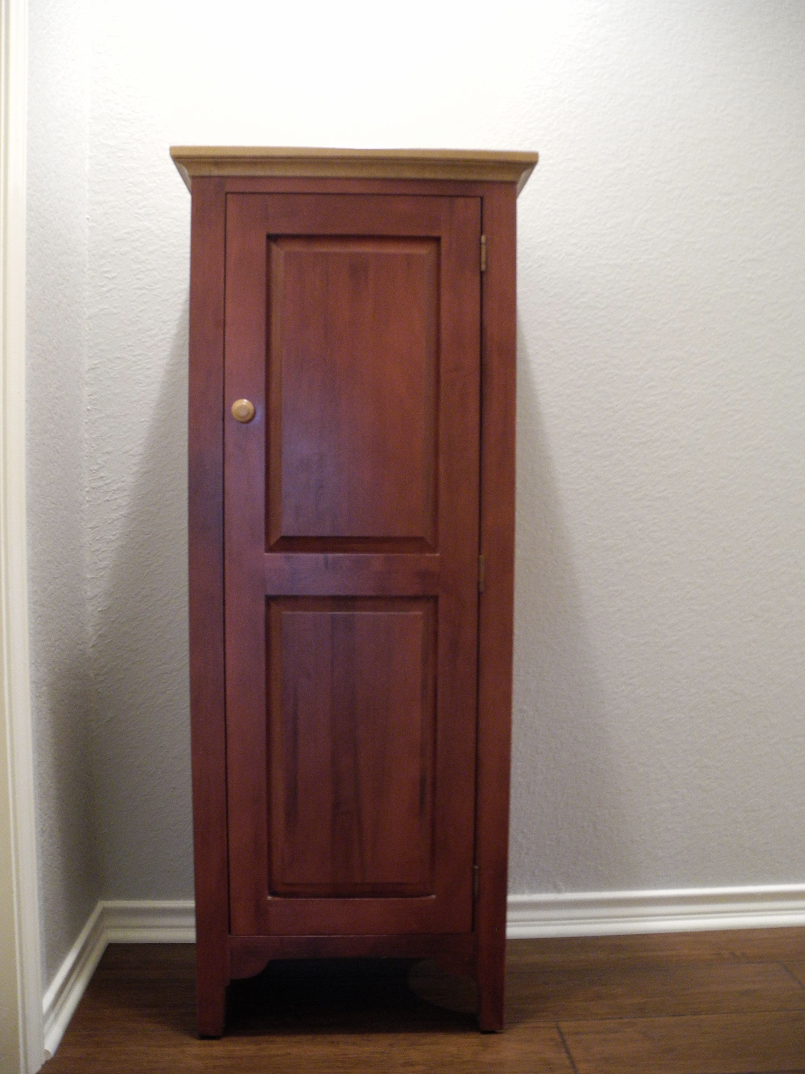 Vintage Ethan Allen Country Colors Collection Solid Maple Cabinet - Cranberry & Wheat Brown - MADE IN AMERICA