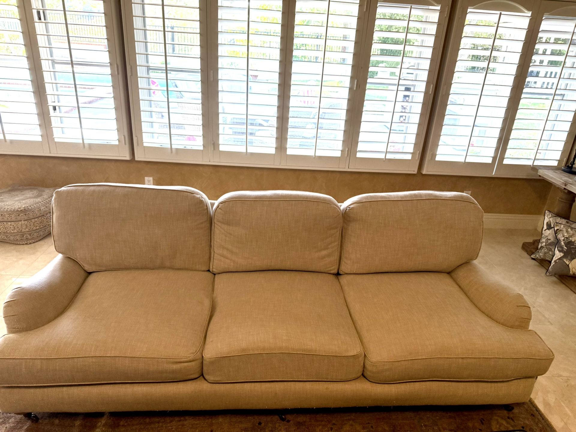 RH English Rolled Arm Sofa 92”, Super Comfortable Italian Linen
