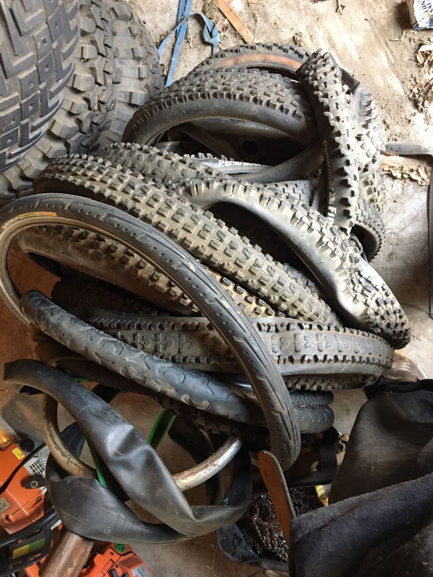 Bike tires mtb bmx road. Also have tons of complete rims and bike frames and parts