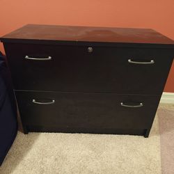 Wide double stack filing cabinet with key