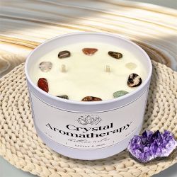 Crystal Infused Aromatherapy Soy Wax Candle | Strong Scent | Handmade 