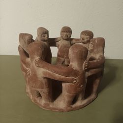 Large Terra Cotta Circle of Friends Sculpture