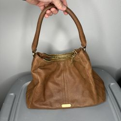 T Tahari Brown Leather Hobo Bag 