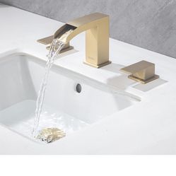 Brushed Chrome / Gold Waterfall Bathroom Faucet