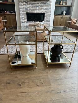 Modern Gold & Glass Nesting Tables - Set of 2