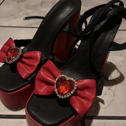 Red and black heels from dollskill