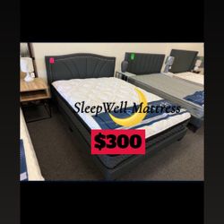 Queen Size Bed Frame With Pillow Top Mattress Included 