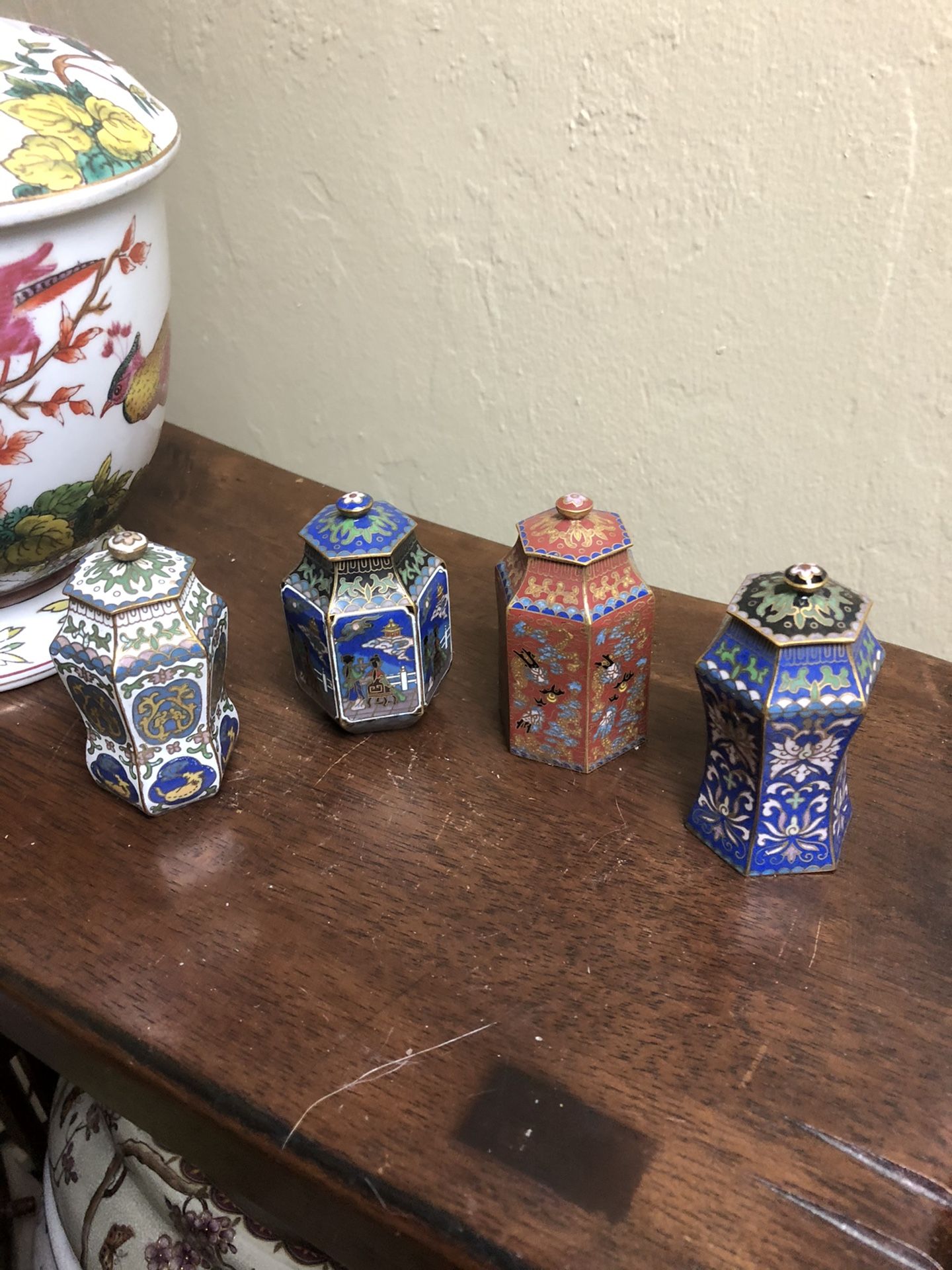 Set Of Vintage Cloisonné Pill/Trinket ‘Boxes’
