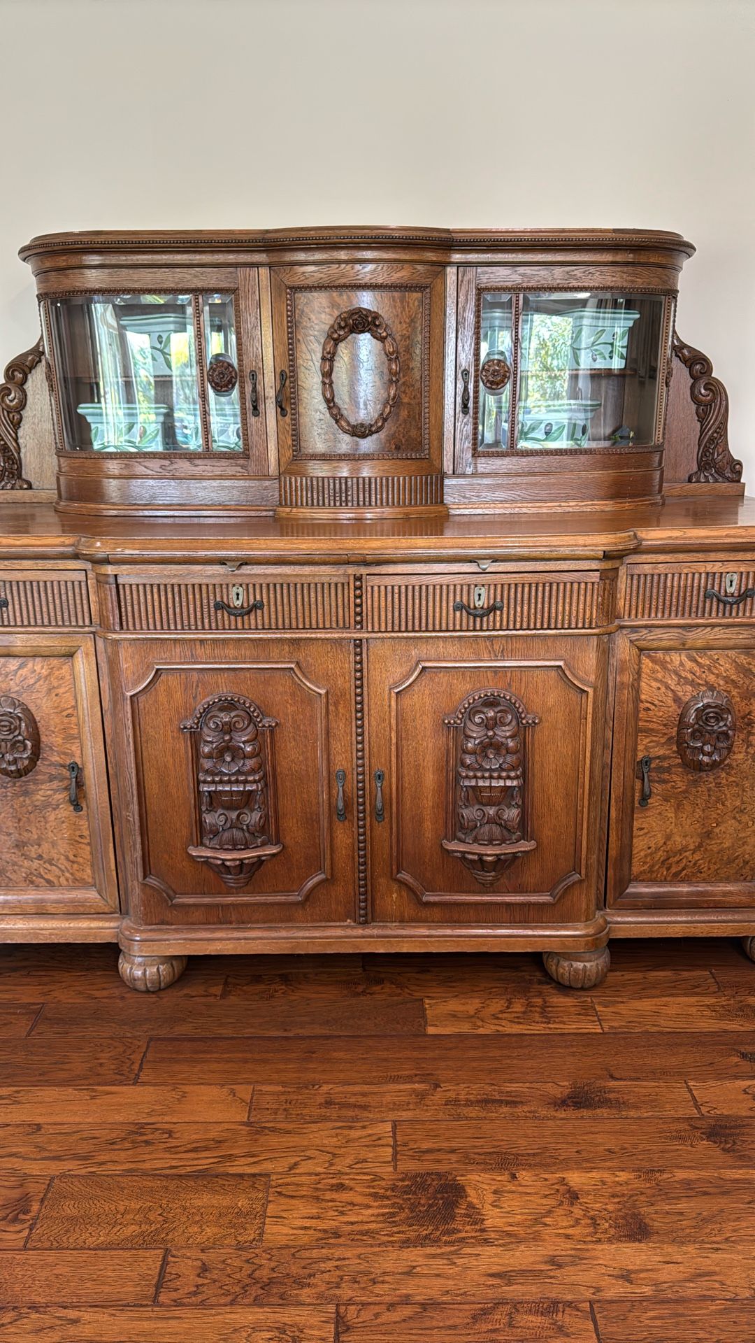 Antique Dining Hutch Side Board Buffet Table