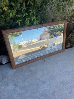 Vintage Nursery Etched Wood Framed Glass Mirror