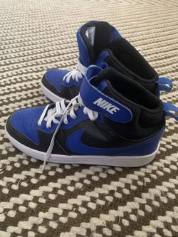 Nike Mid Court Borough Shoe Size 7Y Big Kids Black Game Royal White