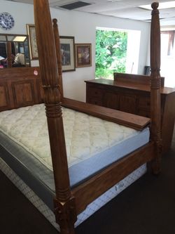 Queen headboard footboard dresser mirror