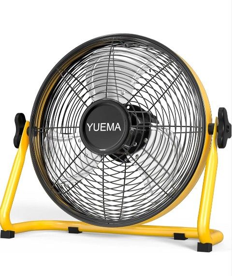 Battery Operated Floor Fan - Rechargeable Powered Fan Cordless High Velocity Metal Blade Portable Fan for Camping Travel Patio Tent Indoor Outdoor 12
