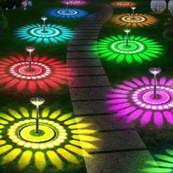 8 Pack Bright Solar Pathway Lights Outdoor Color Changing, IP67 Waterproof Solar Powered Garden Light for Walkway Yard Lawn Decorative(Multicolor&Warm