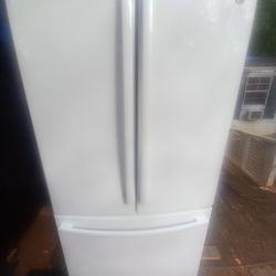 White GE Bottom Freezer 3 Door Refrigerator 