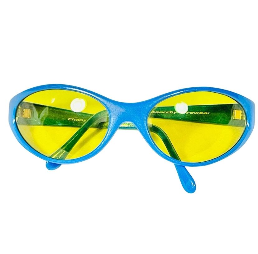 Anarchy Eyeware Chaos Sunglasses Steel Blue Frame Yellow Lens New Vintage