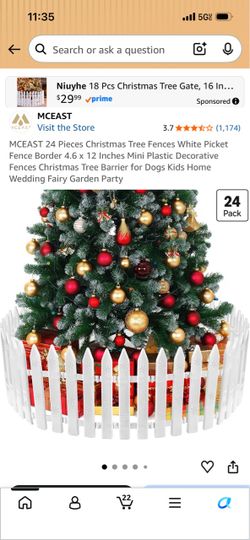 MCEAST 24-Pack Mini White Picket Christmas Fence