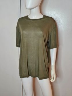 The Frankie Shop Olive Green Short Sleeve Crewneck Womens Oversized Tee Size M