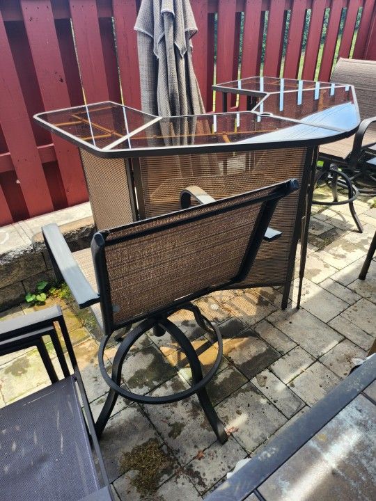 Patio Bar Set ( Bar And Stools)