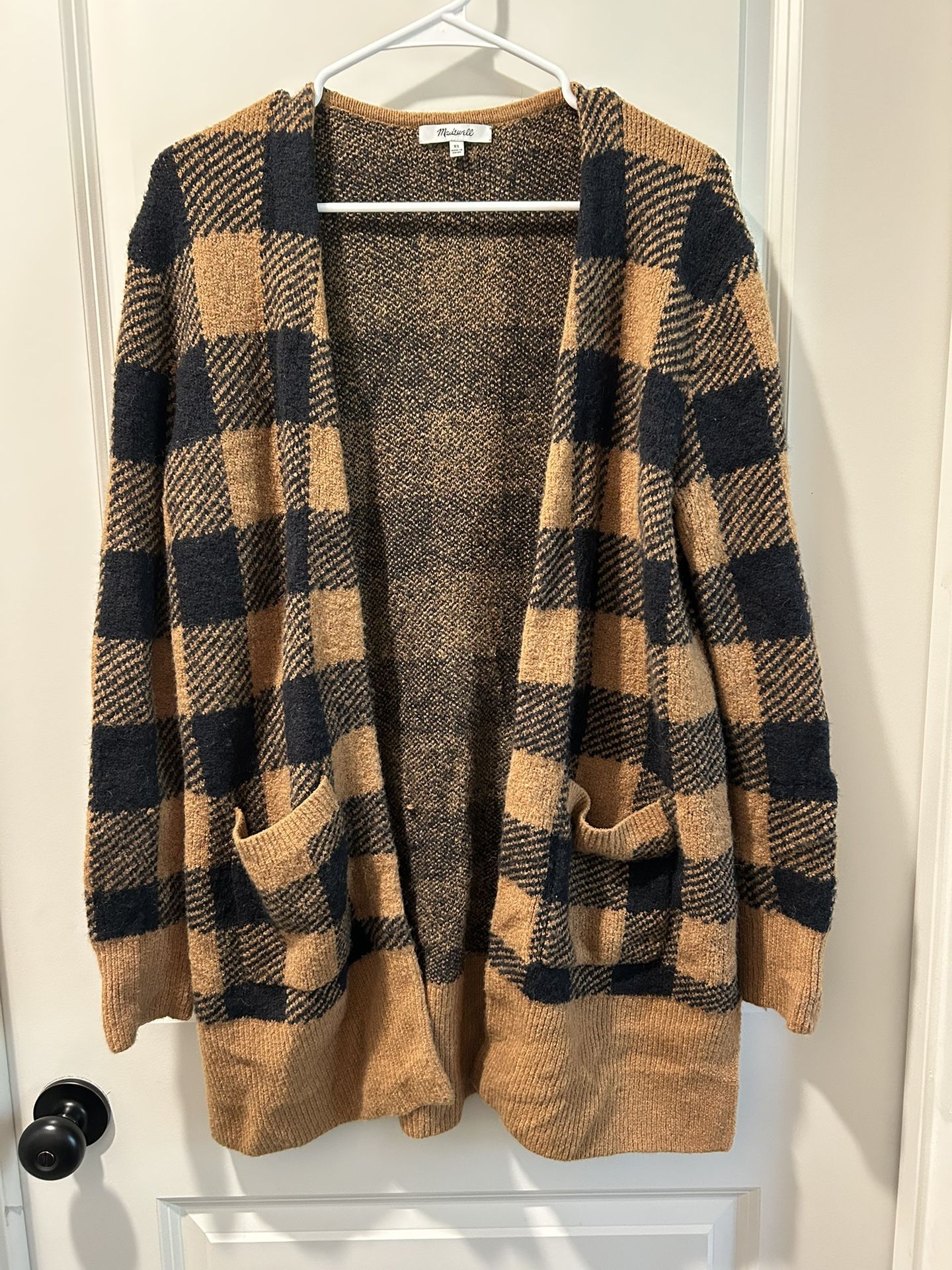 RARE Madewell buffalo check Kent cardigan sweater in alpaca size XS