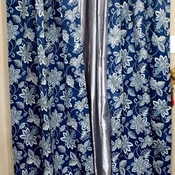4 38in Billowy Dark Turquoise & Silver Black Out Curtains $15 for All