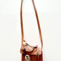 Mini Hand Tooled Saddle Leather Ladies Purse