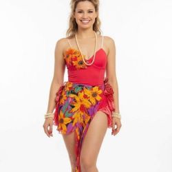 Brazilian Latin Dance/ Salsa/Samba / Carnival Costume HALLOWEEN - Red with Floral Wrap Skirt