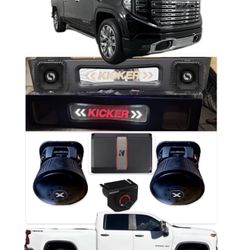 2 KICKER SOLO X 8” Subwoofers Custom Box Kicker Amp Wires Installed SIERRA SILVERADO 2019-2026
