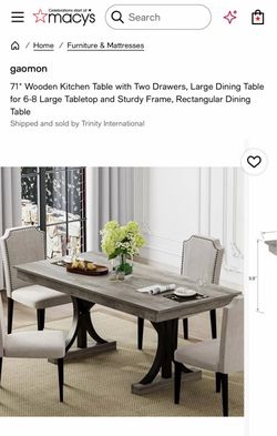 Gray Dining Table w/ Drawers