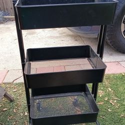 Black 3-tier metal rolling utility cart