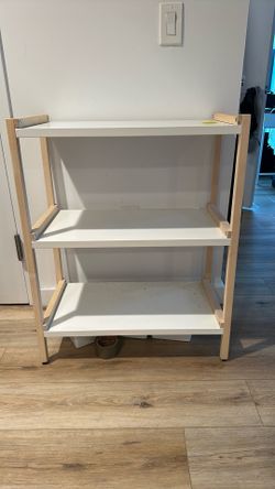 2 matching birch and white shelves $10